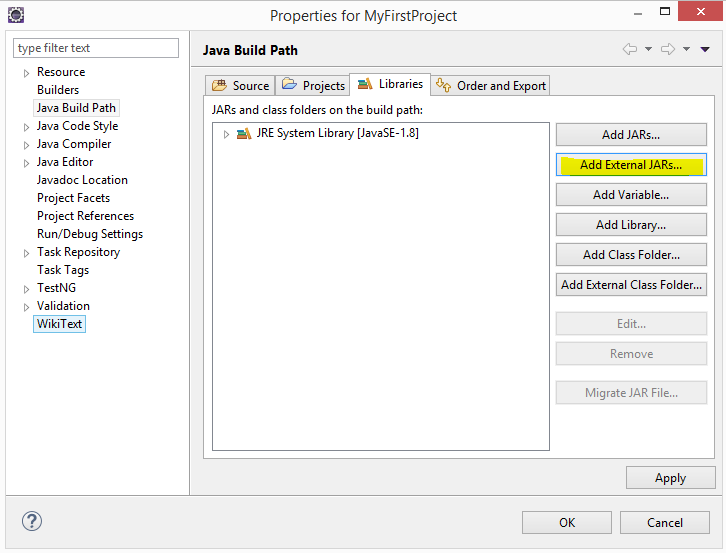 Add External Jars to Java