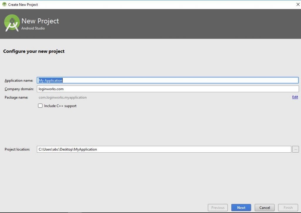 Open a New Project in Android Studio