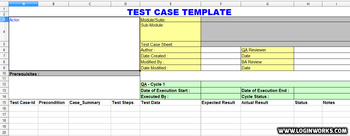 Test case template