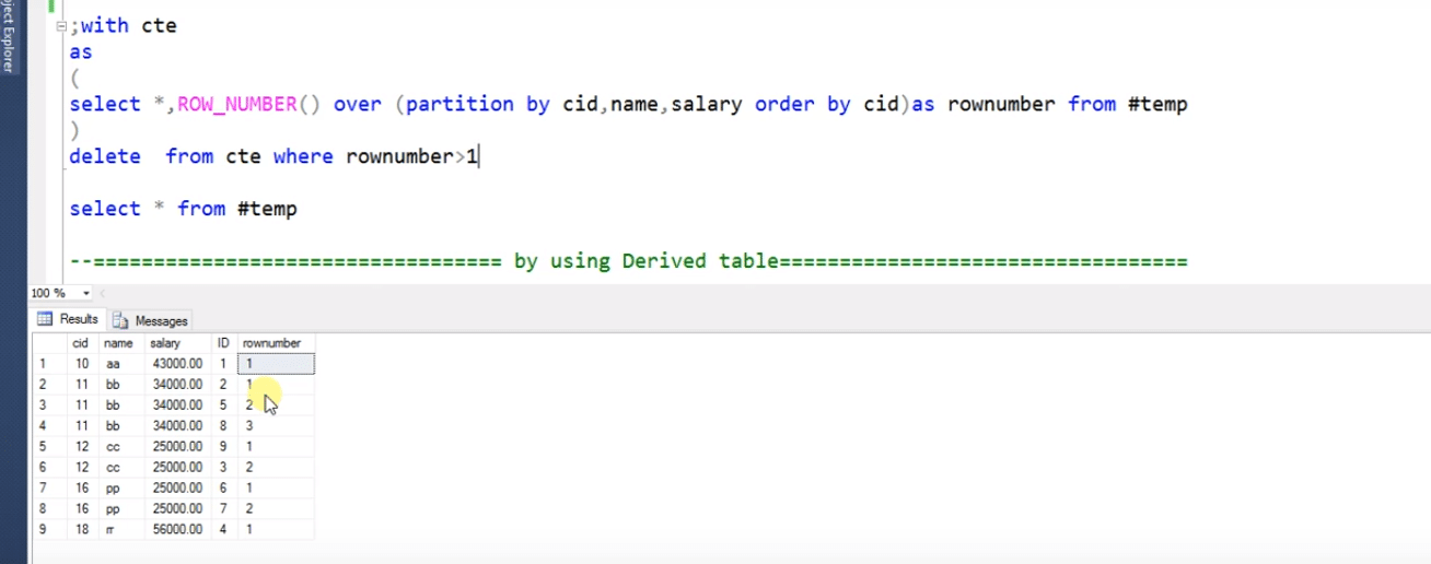Deletion of duplicate records with Common Table Expressions (CTE)