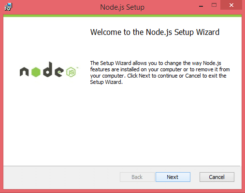 The Node.js Setup Wizard interface