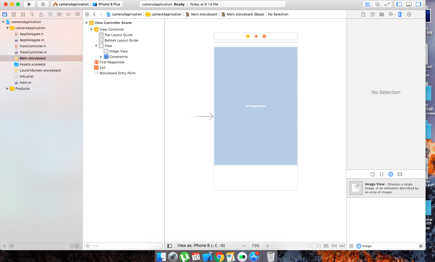 Select the UIImageView from the library on the right side