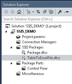 The location of the TableToExcelFile.dtsx file