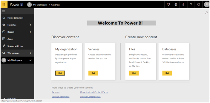 What you will see when you open Power BI Service first Time?