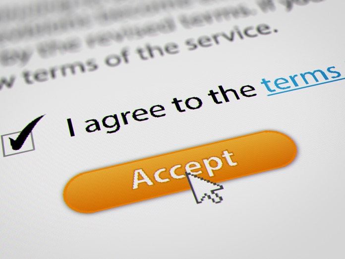 Mouse Cursor Clicking Accept for Terms and Conditions Agreement.